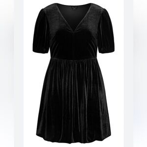 CITY CHIC Ada Black Velvet Mini Dress
